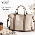 Nedbec Canvas Tote Bag for Women and Men, Large Everyday Carry Tote, Spacious Work Bag with Front Pocket, Top Handles and Removable Shoulder Strap