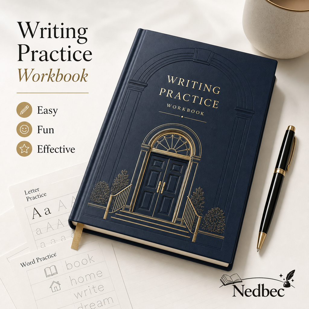 Nedbec Writing Practice Workbook for Kids, Easy Fun Effective Handwriting Practice Book, Letter Tracing Workbook, Word Practice Book, Preschool Kindergarten Writing Skills Activity Book, Reusable Early Learning Copybook for Boys and Girls